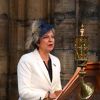 Theresa May a prononcé un discours à l'abbaye de Westminster, le 10 juillet 2018 à Londres, pour le service marquant le centenaire de la Royal Air Force (RAF).