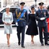 La duchesse Catherine de Cambridge (Kate Middleton), le prince William, la duchesse Meghan de Sussex (Meghan Markle) et le prince Harry arrivant à l'abbaye de Westminster, le 10 juillet 2018 à Londres, pour le service marquant le centenaire de la Royal Air Force (RAF).