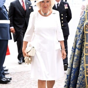 Camilla Parker Bowles, duchesse de Cornouailles, à l'abbaye de Westminster, le 10 juillet 2018 à Londres, pour le service marquant le centenaire de la Royal Air Force (RAF).