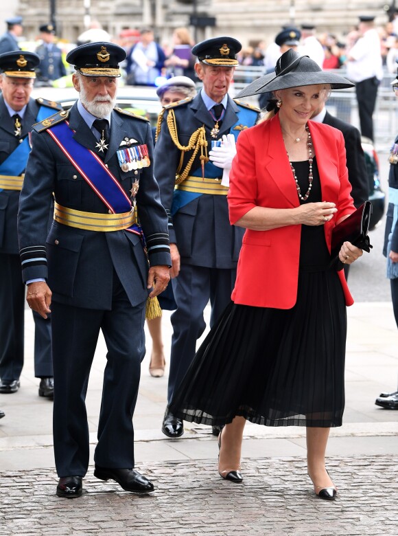 Le prince et la princesse Michael de Kent arrivant à l'abbaye de Westminster, le 10 juillet 2018 à Londres, pour le service marquant le centenaire de la Royal Air Force (RAF).