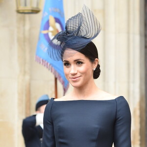 La duchesse Meghan de Sussex (Meghan Markle) à la sortie de l'abbaye de Westminster, le 10 juillet 2018 à Londres, pour le service marquant le centenaire de la Royal Air Force (RAF).