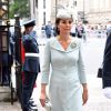 La duchesse Catherine de Cambridge (en Alexander McQueen) à l'abbaye de Westminster, le 10 juillet 2018 à Londres, pour le service marquant le centenaire de la Royal Air Force (RAF).