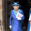 La reine Elizabeth II à la sortie de l'abbaye de Westminster, le 10 juillet 2018 à Londres, après le service marquant le centenaire de la Royal Air Force (RAF).