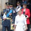 Le prince Edward et la comtesse Sophie de Wessex à la sortie de l'abbaye de Westminster, le 10 juillet 2018 à Londres, lors du service marquant le centenaire de la Royal Air Force (RAF).