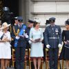 Le prince William, la duchesse Catherine de Cambridge, le prince Harry et la duchesse Meghan de Sussex ainsi que la famille royale ont assisté à une cérémonie dans la cour intérieur du palais de Buckingham le 10 juillet 2018 à Londres dans le cadre des célébrations du centenaire de la RAF.
