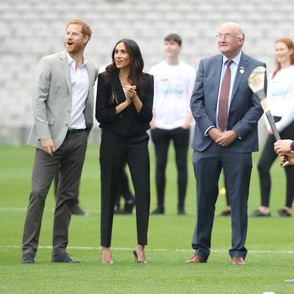 Le prince Harry, duc de Sussex et sa femme Meghan Markle, duchesse de Sussex assistent aux jeux gaélique à Croke Park à Dublin le 11 juillet 2018