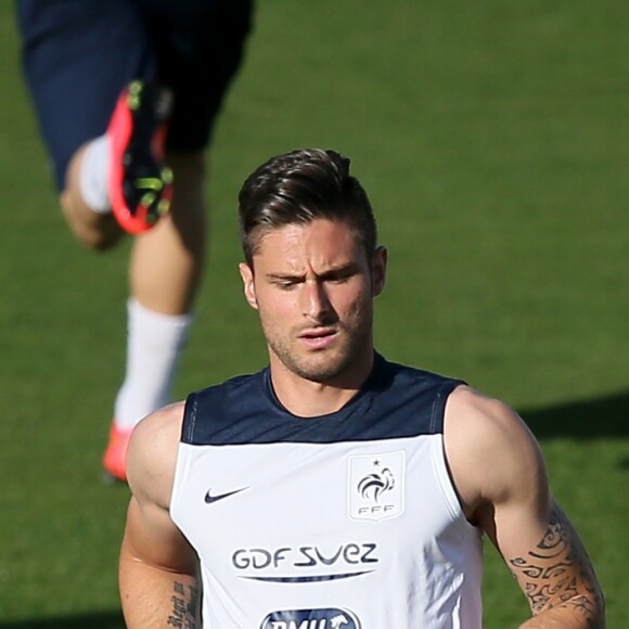 Olivier Giroud - Entraînement de l'équipe de France à Ribeirao Preto au Brésil le 16 juin 2014.