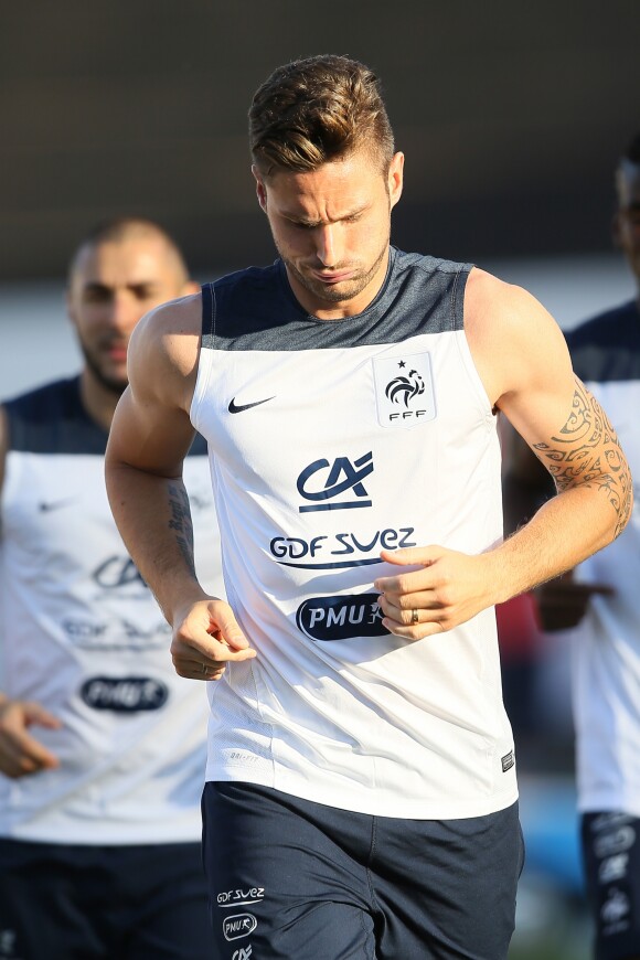 Olivier Giroud - Entraînement de l'équipe de France de football à Ribeirao Preto au Brésil le 17 juin 2014.