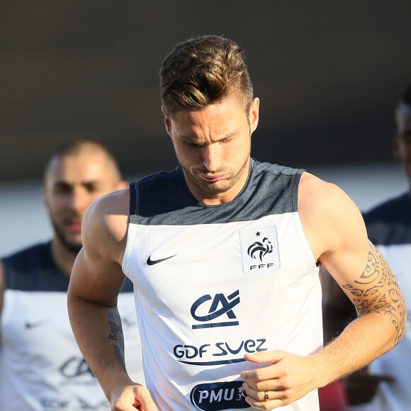 Olivier Giroud - Entraînement de l'équipe de France de football à Ribeirao Preto au Brésil le 17 juin 2014.