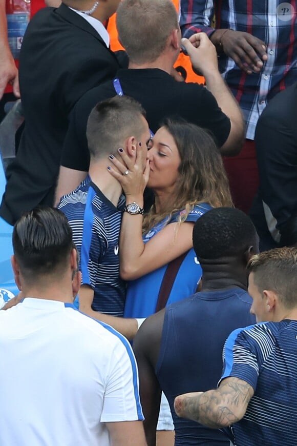 Morgan Schneiderlin of France's girlfriend Camille Sold during the