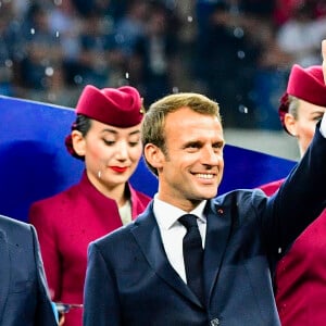 Le président Emmanuel Macron - Finale de la Coupe du Monde de Football 2018 en Russie à Moscou, opposant la France à la Croatie (4-2) le 15 juillet 2018 © Moreau-Perusseau / Bestimage