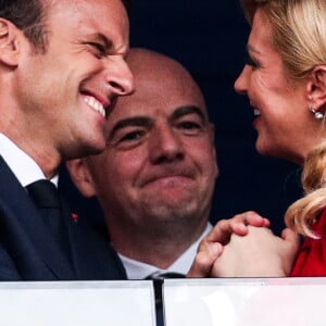 Emmanuel Macron et la présidente croate Kolinda Grabar-Kitarovic à la finale de la coupe du monde 2018 en Russie