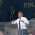 Le président français Emmanuel Macron - People au stade Loujniki lors de la finale de la Coupe du Monde de Football 2018 à Moscou, opposant la France à la Croatie à Moscou le 15 juillet 2018 © Cyril Moreau/Bestimage