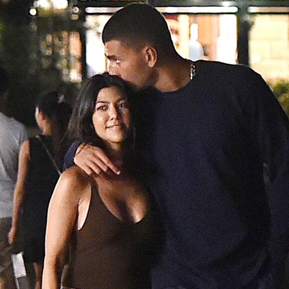 Exclusif - Kourtney Kardashian et son compagnon Younes Bendjima ont été aperçus en train de prendre du bon temps sur le port de Portofino en Italie, le 3 juillet 2018.