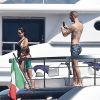 Exclusif - Kourtney Kardashian et son ami Simon Huck en vacances sur un yacht au large de Portofino en Italie le 2 juillet 2018