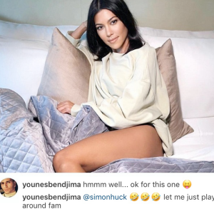 Younes Bendjima commentant une photo de sa chérie Kourtney Kardashian sur Instagram le 19 juillet 2018.
