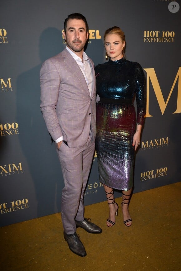 Kate Upton, enceinte, et son mari Justin Verlander lors de la soirée Maxim Hot 100 Experience au Hollywood Palladium à Los Angeles, le 21 juillet 2018.