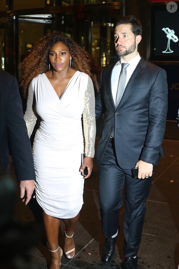 Serena Williams et son mari Alexis Ohanian à la sortie du 200ème anniversaire du gala Brooks Brothers au Lincoln Center à New York, le 25 avril 2018.