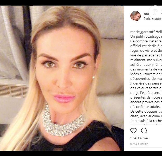 Message de Marie Garet, Instagram, 12 février 2018