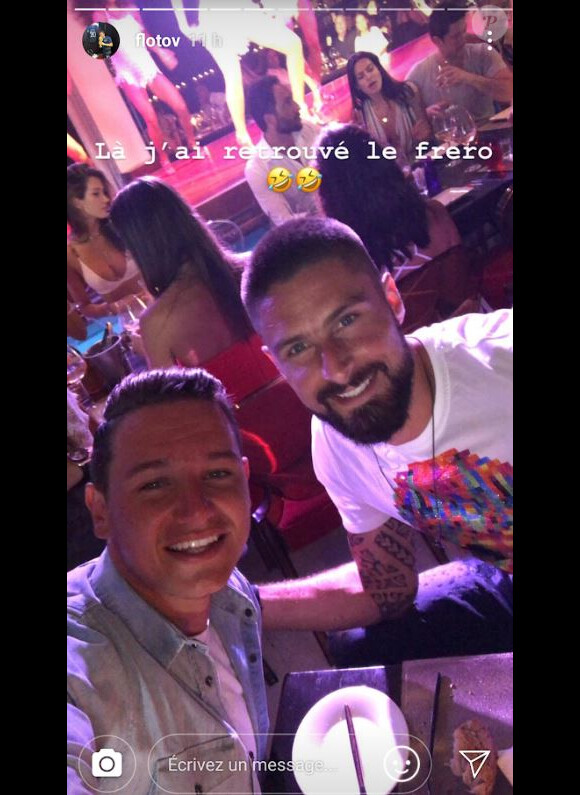 Florian Thauvin a retrouvé Olivier Giroud à Ibiza le 25 juillet 2018.