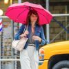 Exclusif - Helena Christensen se promène sous la pluie à New York le 22 mai 2018