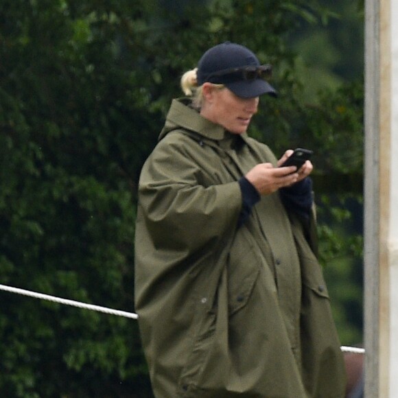 Zara Tindall (Phillips), alors enceinte de huit mois de sa fille Lena, lors du Jerudong Trophy, tournoi de polo caritatif que disputait le prince William, le 25 mai 2018 à Cirencester Park dans le Gloucestershire en Angleterre.