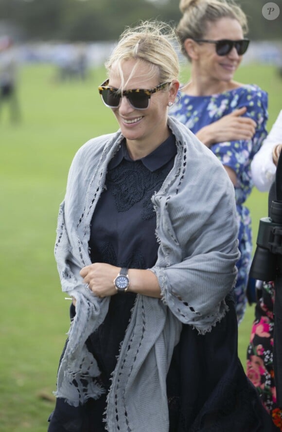 Zara Tindall lors du Royal County of Berkshire Polo Club International Day, le 28 juillet 2018.