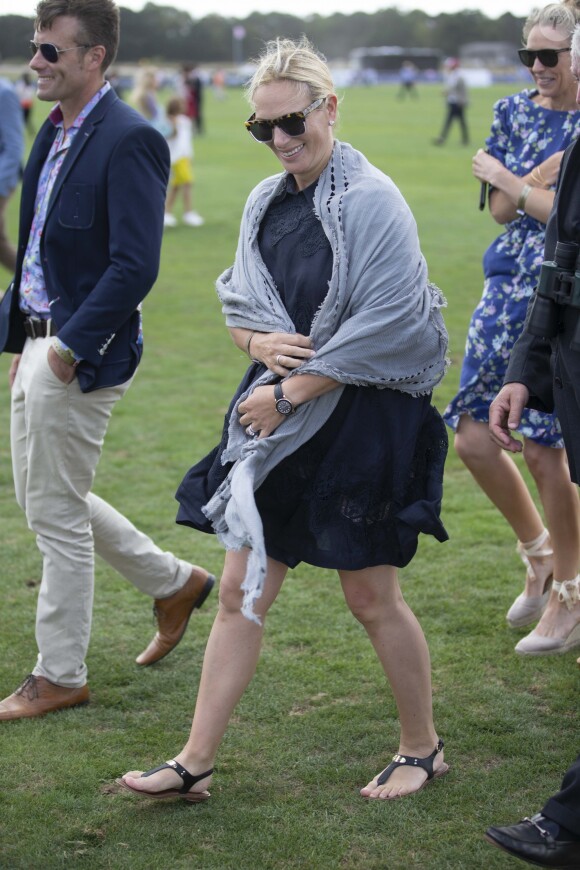 Zara Tindall lors du Royal County of Berkshire Polo Club International Day, le 28 juillet 2018.