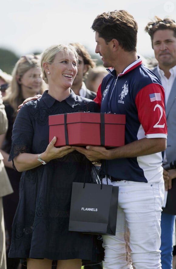 Zara Tindall lors du Royal County of Berkshire Polo Club International Day, le 28 juillet 2018.