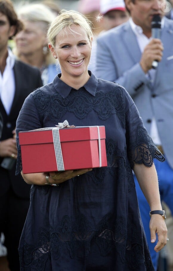Zara Tindall lors du Royal County of Berkshire Polo Club International Day, le 28 juillet 2018.