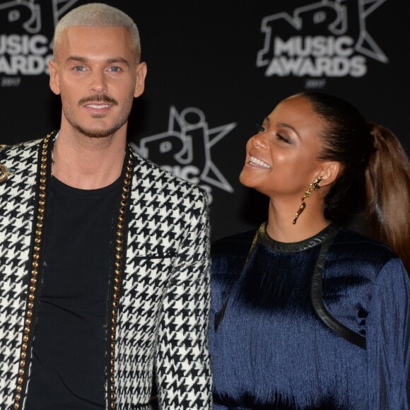 Le chanteur français M. Pokora (Matt Pokora) et sa compagne la chanteuse américaine Christina Milian - 19ème édition des NRJ Music Awards à Cannes le 4 novembre 2017. © Rachid Bellak/Bestimage