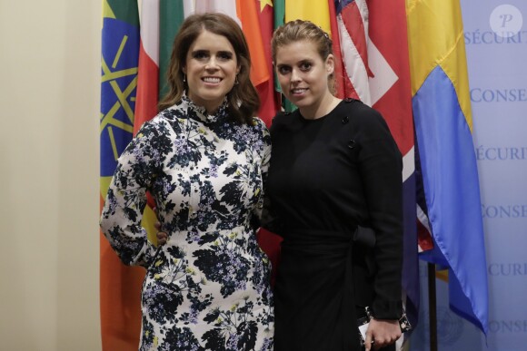 La princesse Eugenie d'York et sa soeur la princesse Beatrice d'York au siège des Nations unies à New York le 26 juillet 2018 lors d'un sommet contre l'esclavage organisé par Nexus.
