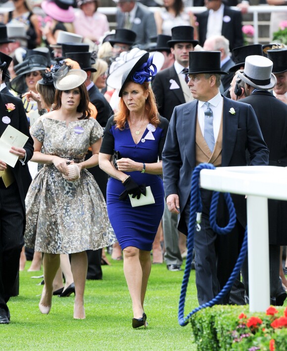 La princesse Eugenie d'York,Sarah Ferguson et le prince Andrew, duc d'York, au Royal Ascot 2015 le 19 juin 2015.
