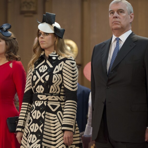 La princesse Eugenie d'York, la princesse Beatrice d'York et le prince Andrew, duc d'York - Réception au Guildhall de Londres à la suite de la messe de l'anniversaire de la reine Elizabeth II le 10 juin 2016.