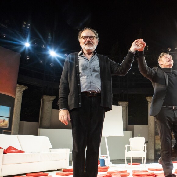Exclusif - Jean-Pierre Darroussin, Alain Fromager et Charles Berling - Festival de Ramatuelle - Pièce ART de Y. Reza le 4 août 2018. Un dîner était donné à l'issue de la représentation. © Cyril Bruneau / Festival de Ramatuelle / Bestimage