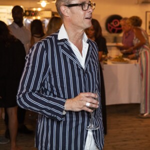 Exclusif - Alain Fromager et Julie Gayet au restaurant après la représentation - Festival de Ramatuelle - Pièce ART de Y. Reza le 4 août 2018. Un dîner était donné à l'issue de la représentation. © Cyril Bruneau / Festival de Ramatuelle / Bestimage