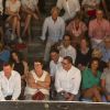 Exclusif - François Hollande et sa compagne Julie Gayet regardent la pièce ART - Festival de Ramatuelle - Pièce ART de Y. Reza le 4 août 2018. Un dîner était donné à l'issue de la représentation. © Cyril Bruneau / Festival de Ramatuelle / Bestimage