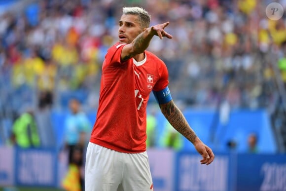 Valon Behrami lors de la Coupe du monde 2018 en Russie avec l'équipe de Suisse.