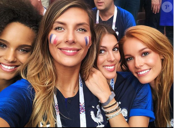 Alicia Aylies (Miss France 2017), Camille Cerf (Miss France 2015), Iris Mittenaere (Miss France 2016) et Maëva Coucke (Miss France 2018) en Russie pour la finale de la Coupe du monde 2018 - Instagram, 15 juillet 2018