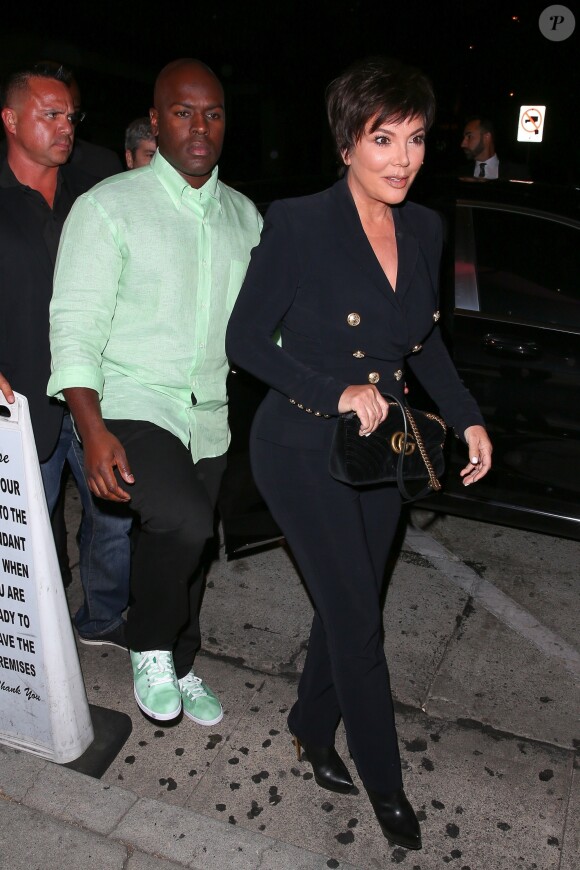 Corey Gamble et sa compagne Kris Jenner - Arrivées et sorties des célébrités venues au restaurant "Craig's" puis au club "Delilah" pour célébrer les 21 ans de Kylie Jenner à Los Angeles, le 9 août 2018.