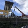 Image de l'effondrement du pont autoroutier Morandi à Gênes en Italie, le 14 août 2018.