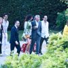 George Clooney et sa femme Amal partant dîner avec des amis au restaurant Villa D'Este sur le lac de Côme en Italie le 28 juillet 2018.