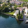 Vue aérienne de la Villa d'Oleandra, propriété de George Clooney à Laglio sur le Lac de Côme, Italie, le 2 avril 2017.