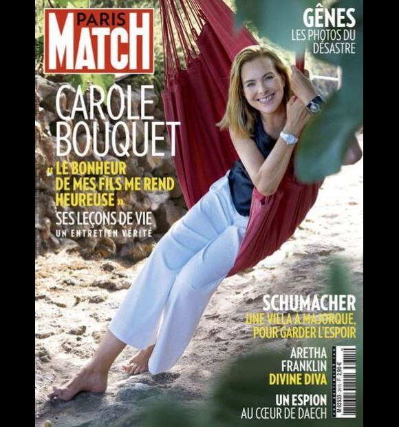 Carole Bouquet en couverture de "Paris Match", numéro du 23 août 2018.