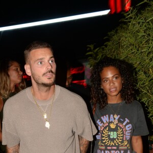 Exclusif - Matt Pokora (M. Pokora) et sa compagne Christina Milian à la sortie du VIP Room à Saint-Tropez, le 17 août 2018. © Rachid Bellak/Bestimage