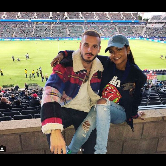 Christina Milian avec M. Pokora lors du match LA Galaxy-San José, à Los Angeles, le 25 mai 2018.