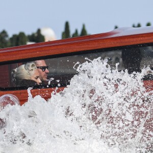 Lady Gaga  en bateau-taxi lors 75ème édition du Festival du Film International de Venise, La Mostra, à Venise, Italie, le 30 août 2018.