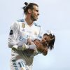 Gareth Bale et sa fille Nava - Toute l'équipe du Real Madrid célèbre la victoire en Ligue des champions à Madrid en Espagne, le 27 mai 2018.