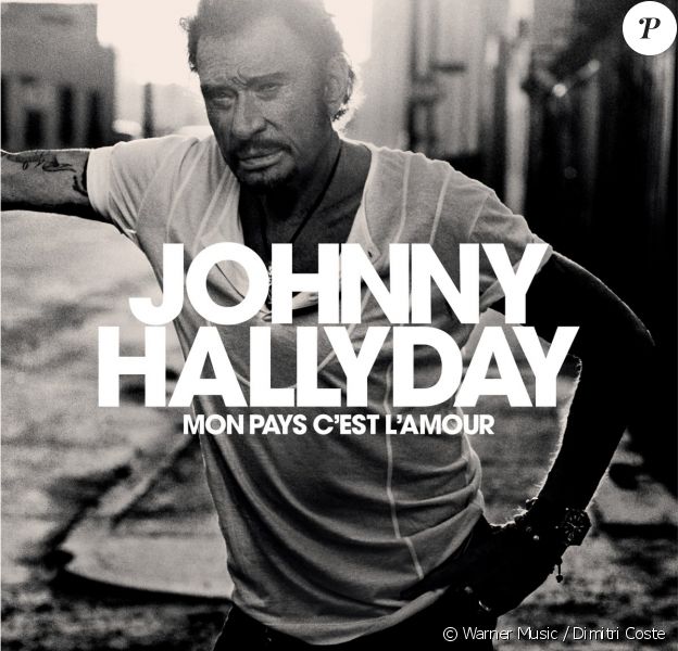 Pochette de l'album posthume de Johnny Hallyday, "Mon pays c'est l'amour", sortie prévue le 19 octobre 2018.