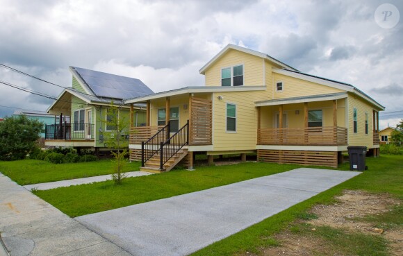 Image d'une des maisons construites dans le Lower Ninth Ward à La Nouvelle-Orléans par Make It Right, fondation créée par Brad Pitt pour reloger les sinistrés de l'ouragan Katrina, en mai 2014.